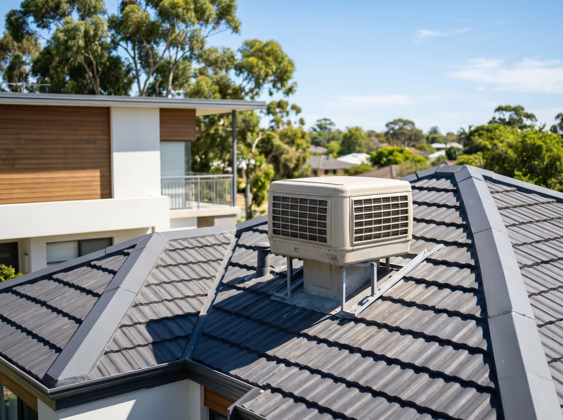 Evaporative air conditioning unit on roof — Otter Air, Perth