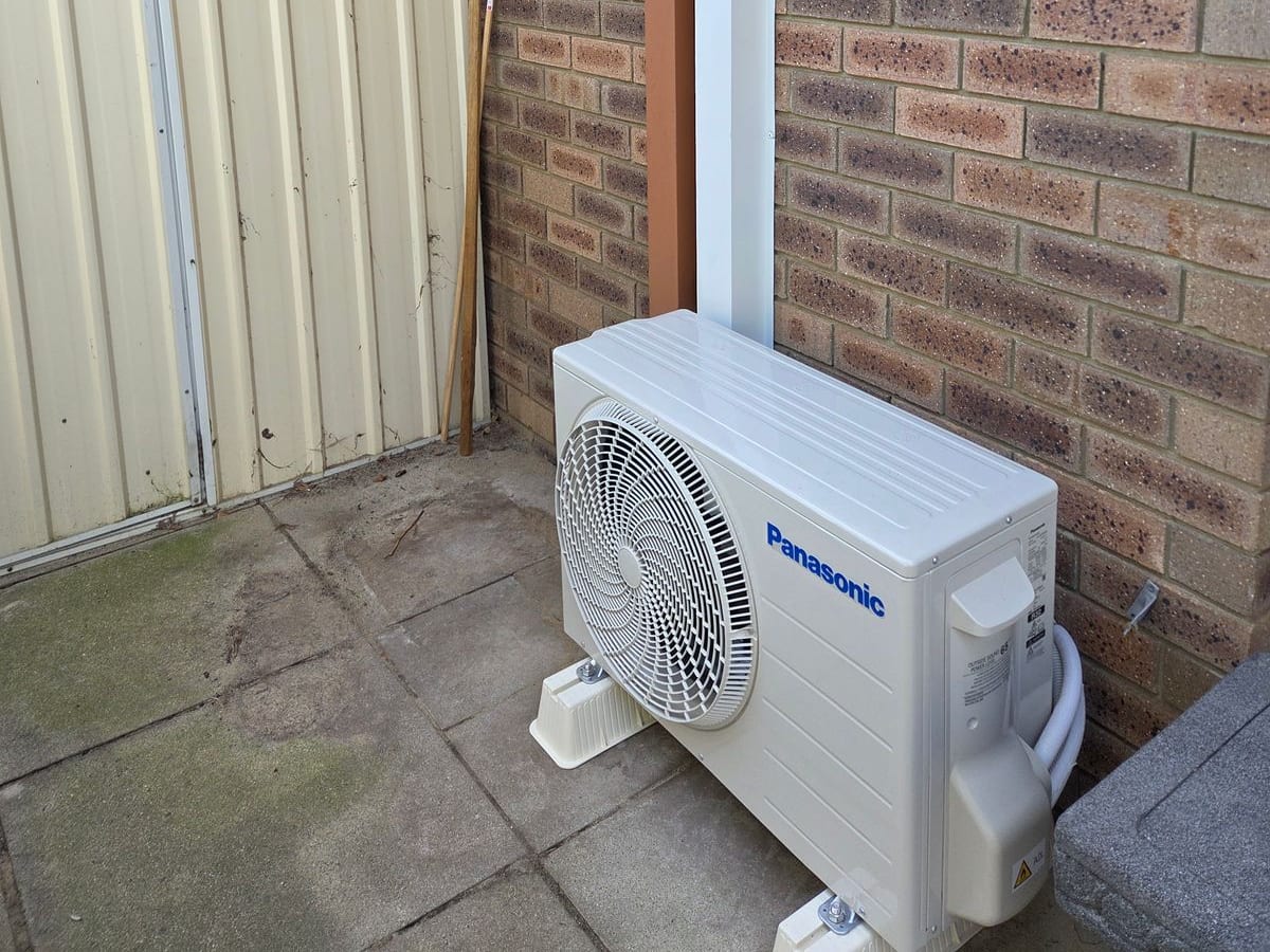 Panasonic outdoor unit installed on a Perth home by Otter Air
