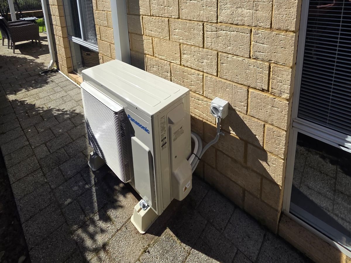 Panasonic outdoor unit installed on a Perth home by Otter Air