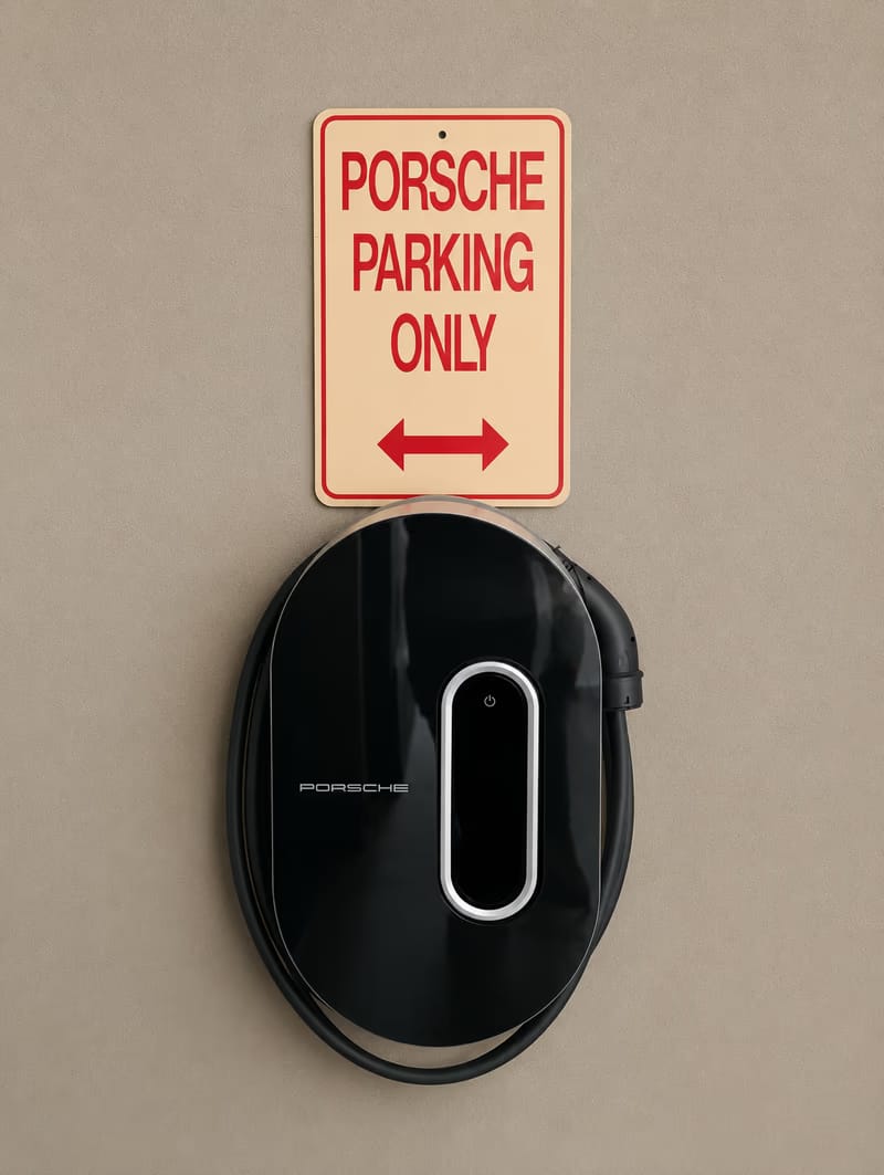 Porsche home EV charger installed by Otter Air & Electrical in Perth