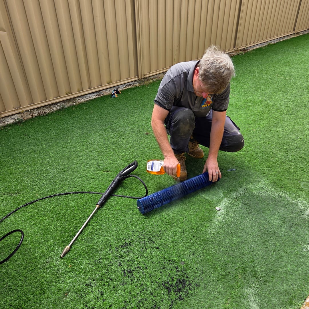 Otter Air technician cleaning a split system barrel fan in Perth